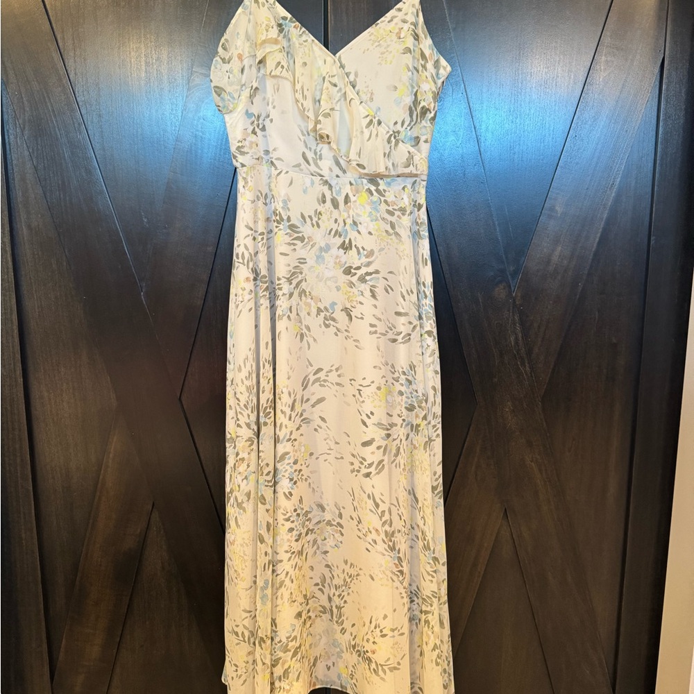 White House Black Market Cream Floral High Low Dress